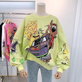 New Long-Sleeved Round-Neck Loose Street Racing Dog Harajuku Girl's