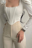 Elegant Women Party Crop Top Square Collar Puff Sleeve Autumn Corset Tops Slim Female Sexy Velevt Cropped Tops