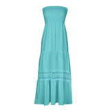 Women's Clothing Pure Color Bra Splicing Under The Long Sleeveless Retro Bohemian Waist