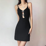 Zingj Summer New Pure Desire Wind Sexy Back V-Collar Hollow Out Bowknot Splicing Dress