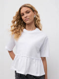 Spring And Summer New Pure Cotton Collar 100-Fold T-Shirt Top Women Soft And Loose Leisure