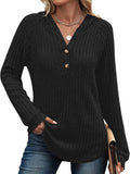 And Autumn 2025 New TK Solid Color V-Neck Button Loose Hooded Knitted