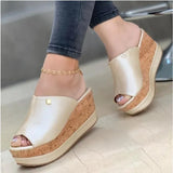 New Slope And Fish Mouth Slippers Women Thick Letter And Waterproof Table 43 Large Size Cold Slippers