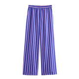 Women's Summer New Striped Loose Shirt Straight Trousers