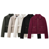 Women's Dress 2025 Autumn Zipper Collar Long-Sleeved Jacket Baseball Jacket Women