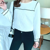 Women OL Elegant Stylish Ladies Top Chic Sweet Lantern Sleeve Solid O-neck Korean Spring Autumn 2023 Ulzzang New