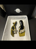 Clip Toe Cool Slippers 2025 Summer New External Wear High Heels Fashion Coarse Square Women's