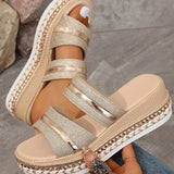 And Cool Slippers Women Wear 2025 Summer New Round Head Casual Large Size Loose Cake Thick Bottom Roman