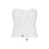 Desire Girl To Reduce The Age Of Sexy Hanging Neck More Wearing A Word Shoulder Tight Chest Vest Hottie Low-Waist Broken Flower Half-Body