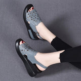 And Anti-Slip Sandals Women In The Summer Of 2025 New Black Brocing Embroidery Height Leisure Women's Cool