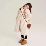 New Girls Imitation Water Marinade Coat Children Warm Winter Clothing Thick Fur Coat Winter