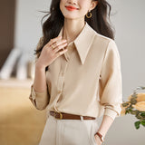 Long-Sleeved Vertiny Shirt In Autumn 2025 Female OL Commuting Leisure Thin Simple Gloss Temperament