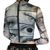 Zingj Autumn New T-Shirt Ins Personality Street Eye Print Slim