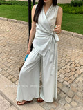 Xixi 2025 Spring New Temperament Linen Vest + High Waist Display Thin Leg Trousers Two Sets Of Women