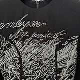 Star High Street Fashion Heavy Industry Letter Nail Beads Drill Body Elastic Long Sleeve