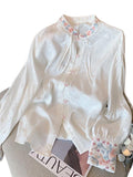 Chinese Style Embroidered Collar Shirt Women's Spring 2025 Design Sense Of Improved Cheongsam Zen Dress