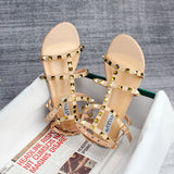 New Flat Sandals Female Warren V Family Rivet Shoes Korean Version Of The Round Head Sexy Cool Drag Size