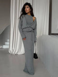 Sweater Vest Three-Piece Set Of Women With Open Shirt Out-To-Shoulder Vest And Long Half-Dress Multi-Colored