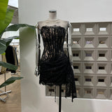 Small-Band Vietnamese Party Party Fish Bone Lace Belt Strapped Braided Bosomed Hip Skirt Hottie