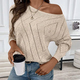 And Winter New Women's Sweater Loose Hollow Knitted Knitted Round Collar Collar
