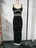 New Sexy Wool Dress Slings Black U Collar Low-Bode Hip