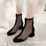 Mesh Short Martin Boots New Summer Breathable High Heels Thin Hollow Coarse And Cool
