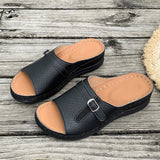 Slope Heel Sandals Women 2025 Summer New Belt Buckle Fashion Lightweight Burst Slippers