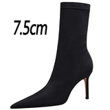 Shoes Women Boots Fashion Ankle Boots Pointed Toe Stretch Boots Autumn Stiletto Socks Boots High Heels Ladies Shoes