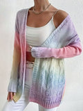 And Winter Sweater Women's Cardigan Coat Rainbow Tie-Dyed Mahjong Long-Sleeved