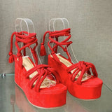 Women's Shoes 2025 Summer New Fish Mouth Strap Slopes Sandals Women's Large-Size Thick-Soled
