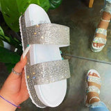 Women's Shoes Summer New Thick-Bottomed Color Drill Beach Slippers Fashion Casual Cool Slippers