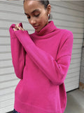 Multi-Color High-Necked Solid-Color Sweater Women Loose Collar Collar Collar Women's Clothing