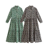 Women's New Dress Fashion Long-Sleeved Collar Printed Shirt