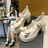 Thick And Mary Jane Women's Shoes 2025 Spring New Small Man With Bows And Skirts Small Leather