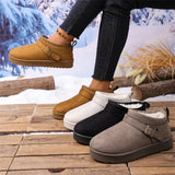 Bottom Snow Boots Women 2025 Winter New Fur Belt Buckle Warm And Velvet Anti-Slip Wearing Cotton