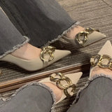 Heels High-Heeled Shoes 2025 Spring And Autumn New Pointed Women's Singles Shoes Shallow Female Shoes Chain Sexy High