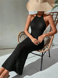 And Summer New Body Repair Neck Tie Bare Back Knitted Sweater