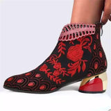 And Ethnic Women's Shoes Embroidered Rough And Autumn And Winter Women's Boots Large Size Martin Women's Short Boots 2025