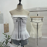 Shoot Hottie Tset Lady Summer Lace Lace T-Shirt With Bra Strap Short Vest Strap