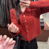 Zingj Spring And Autumn New V-Collar Loose Solid Color Sweater Wool Edge Pit Women's Article Knitting Cardigan Female Jacket Coat Tide-Outfit
