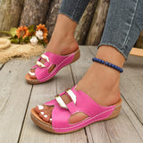 Large-Size Hollow Buckle Thick Bottom Slippers Women Summer Slope And Leisure Light Beach Cold