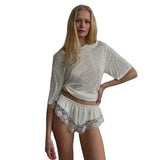 Style Sexy Lace Side Splicing Tight Waist Thin Shorts Hot Girls Loose Thin Hairs Home