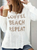 Collar Long Sleeve Side Open Letter Knitted Sweater Women Casual Long Sleeve