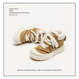 Shoes Retro Yellow Boots Winter Plus Velvet Warm Height Solid Color Short Barrel Snow Boots Men And Women The Same Martin