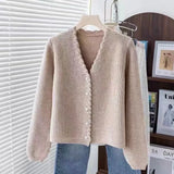 Sweater Women's Cardigan Loose Short Style Fragrant Style Purple Sweater Coat Popular This Year 2024 New