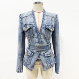 Early Autumn New Star Fashion T-Shirt Belt Wash Denim Suit Jacket Jacket