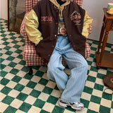 Vintage Badge Embroidered Varsity JacketOutfit