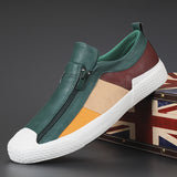 Autumn Men's Shoes Korean Version Of Casual Shoes One Foot Lazy Shoes Zipper Shoes Color Tide Shoes Flat Plate Shoes