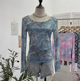 Sunscreen Mesh Yarn Women 2025 Summer New Long-Sleeved T-Shirt