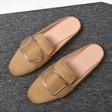 And Autumn New Bag Head Half Slippers Women Flat Bottom Side Of The Casual Lazy Muller Shoes Size